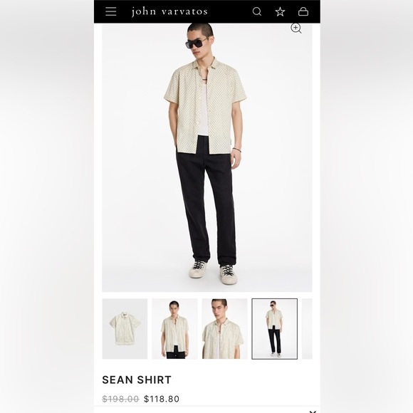 John Varvatos Other - John Varvatos Cream and Black Patterned Shirt
